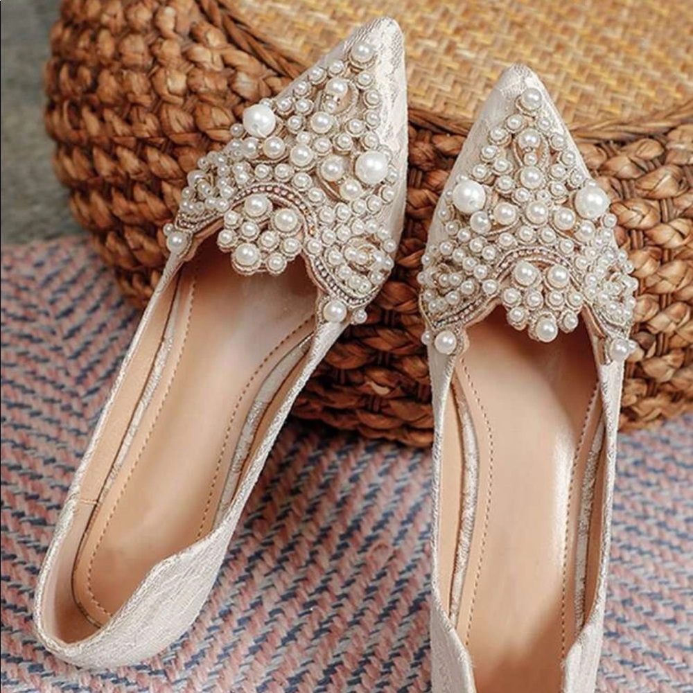 Handmade Pearl & Lace flats